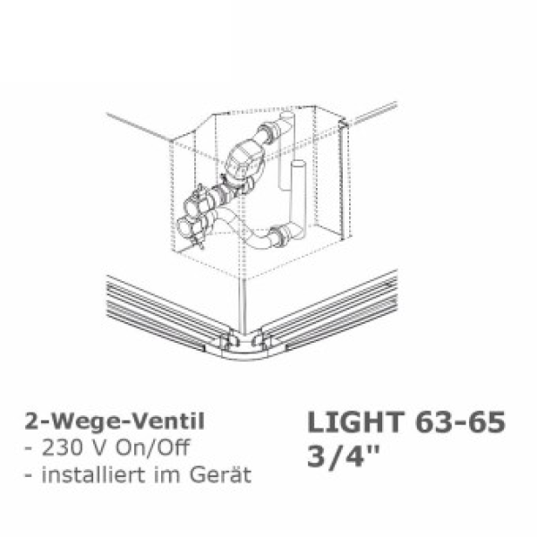 2 Wege Ventilbaugruppe 3/4", LIGHT 63-65, intern, installiert